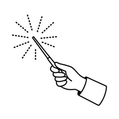Hand holding magic wand with sparkling effect