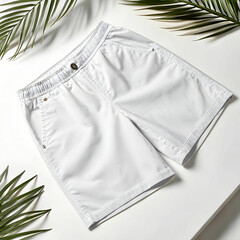 white short and jeans on a green background