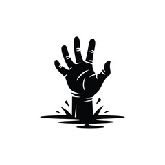 Hand reaching up from dark water graphic