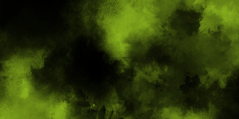 Dark green textured background, panoramic green abstract texture with subtle patterns, green foggy forest scene with light filtering through, green powder dust smoke on a black background.