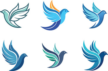 Fototapeta premium Elegant Blue Bird Logo Designs Perfect for Branding Identity and Corporate Applications