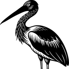 Stork with long beak silhouette
