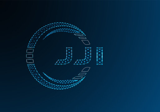 JJI low poly letter logo vector design. JJI lower poly logo design. Low poly logo.