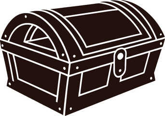 wooden treasure chest silhouette, treasure chest flat vector icon vector graphic