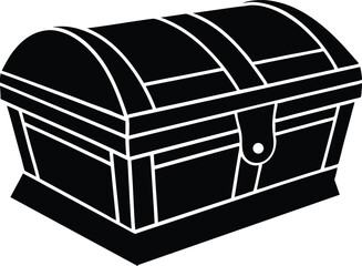 old wooden chest, wooden treasure chest silhouette, treasure chest flat vector icon vector graphic