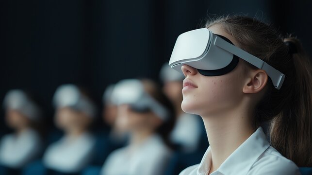 Students participating in AIpowered simulations within a virtual classroom
