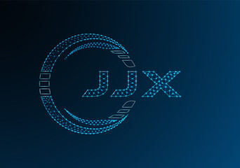 JJX low poly letter logo vector design. JJX lower poly logo design. Low poly logo.