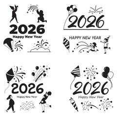 Big Set of 2026 Happy New Year logo text design. 2026 number design template. 
Collection of 2026 Happy New Year symbols