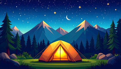 camping in the mountains