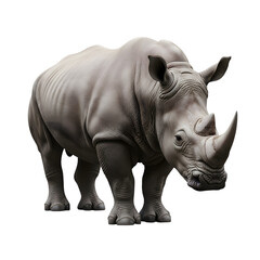 Fototapeta premium A majestic white rhinoceros isolated on black background