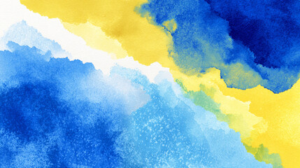 Obraz premium Hand-painted watercolor vector texture in blue and yellow hues, ideal as a minimalistic summer-themed design background