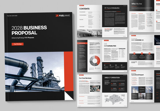 Business Proposal Template for Project Quotation Brochures with Oil & Gas Industry Theme