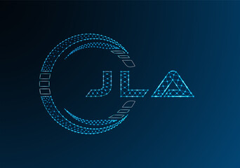 JLA low poly letter logo vector design. JLA lower poly logo design. Low poly logo.