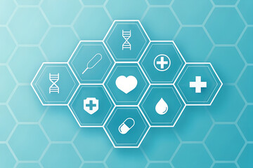 Medical Hexagon Icons – Symbols of Modern Healthcare and Diagnostic Technology