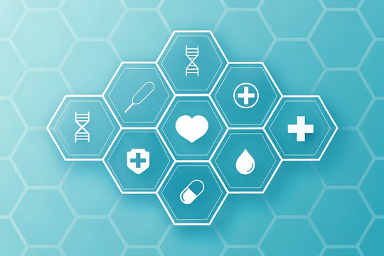 Medical Hexagon Icons – Symbols of Modern Healthcare and Diagnostic Technology