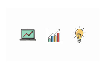 Obraz premium Boosting Business Growth Laptop, Charts, and Innovation Ideas
