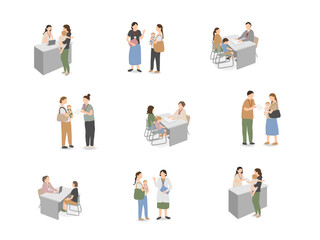 母親と子どもの相談窓口シーン（日常服・育児支援）