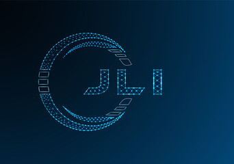 JLI low poly letter logo vector design. JLI lower poly logo design. Low poly logo.