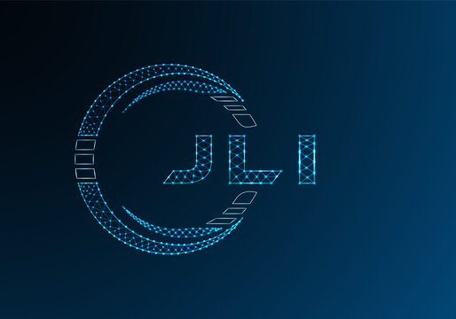 JLI low poly letter logo vector design. JLI lower poly logo design. Low poly logo.