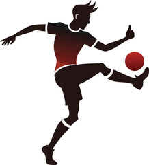 football player silhouette isolated on transparent background, football player