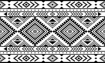 Southwest Native seamless pattern ethnic tribal Aztec geometric Navajo Native American fabric black and white design vector for textile print