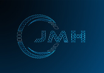 JMH low poly letter logo vector design. JMH lower poly logo design. Low poly logo.