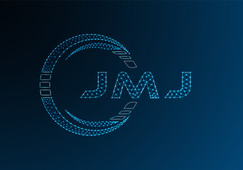 JMJ low poly letter logo vector design. JMJ lower poly logo design. Low poly logo.