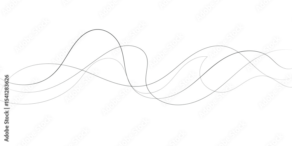 Poster technology abstract lines on white background. undulate grey wave swirl, frequency sound wave, twist