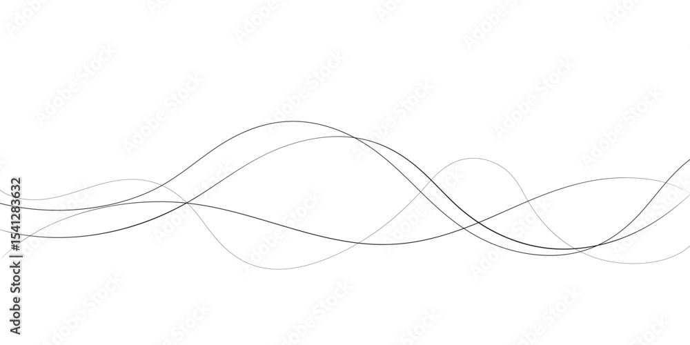 Poster technology abstract lines on white background. undulate grey wave swirl, frequency sound wave, twist