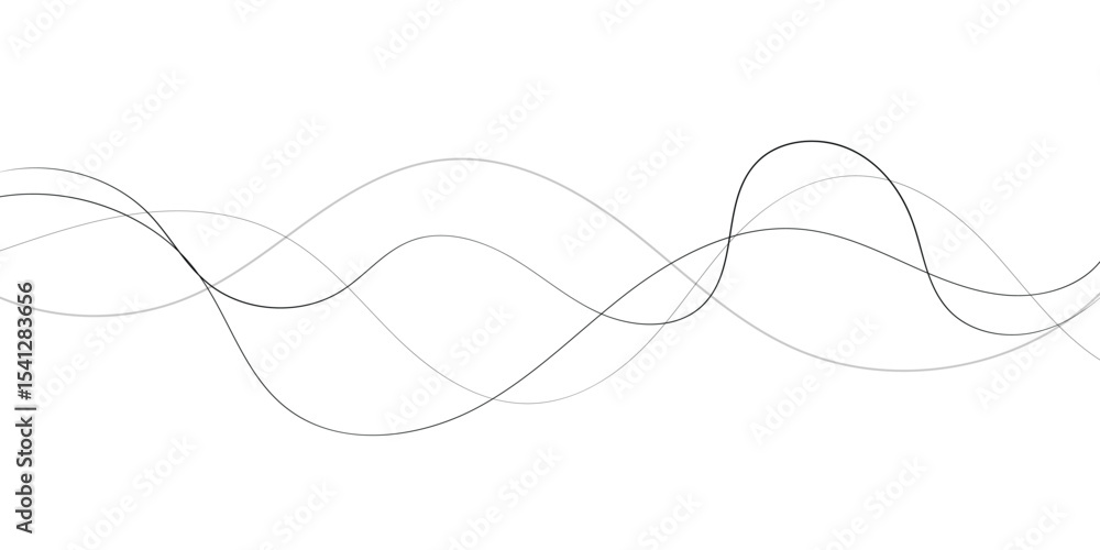 Poster technology abstract lines on white background. undulate grey wave swirl, frequency sound wave, twist