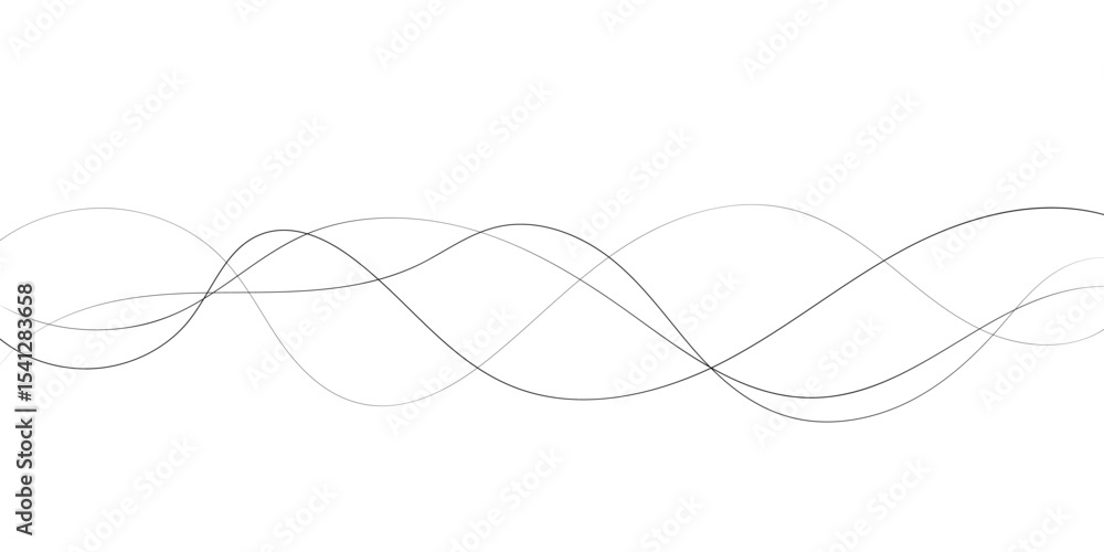 Poster technology abstract lines on white background. undulate grey wave swirl, frequency sound wave, twist