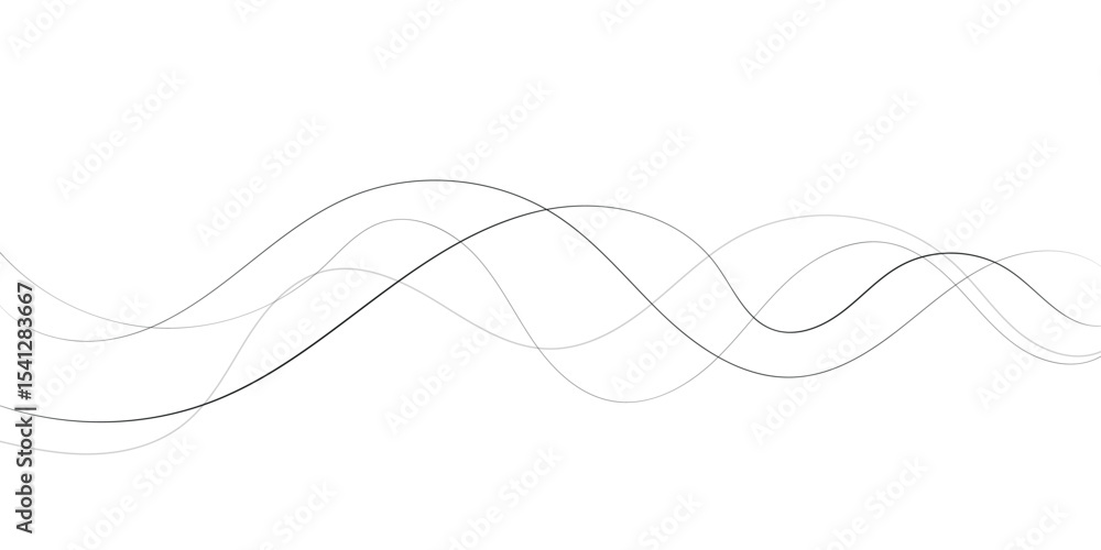 Poster technology abstract lines on white background. undulate grey wave swirl, frequency sound wave, twist