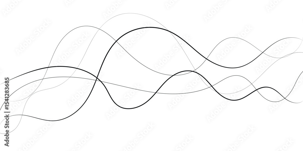 Poster technology abstract lines on white background. undulate grey wave swirl, frequency sound wave, twist