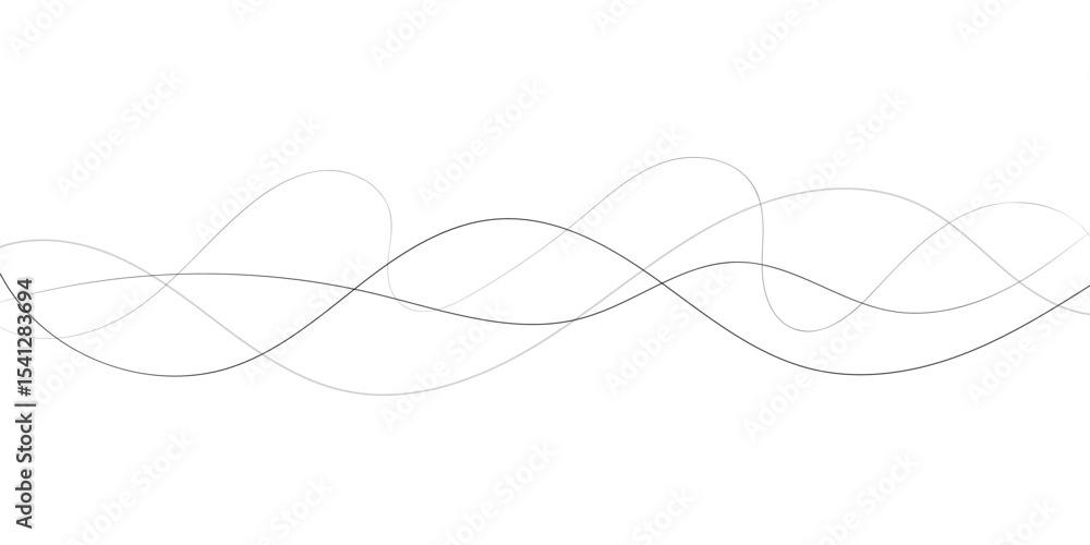 Poster technology abstract lines on white background. undulate grey wave swirl, frequency sound wave, twist