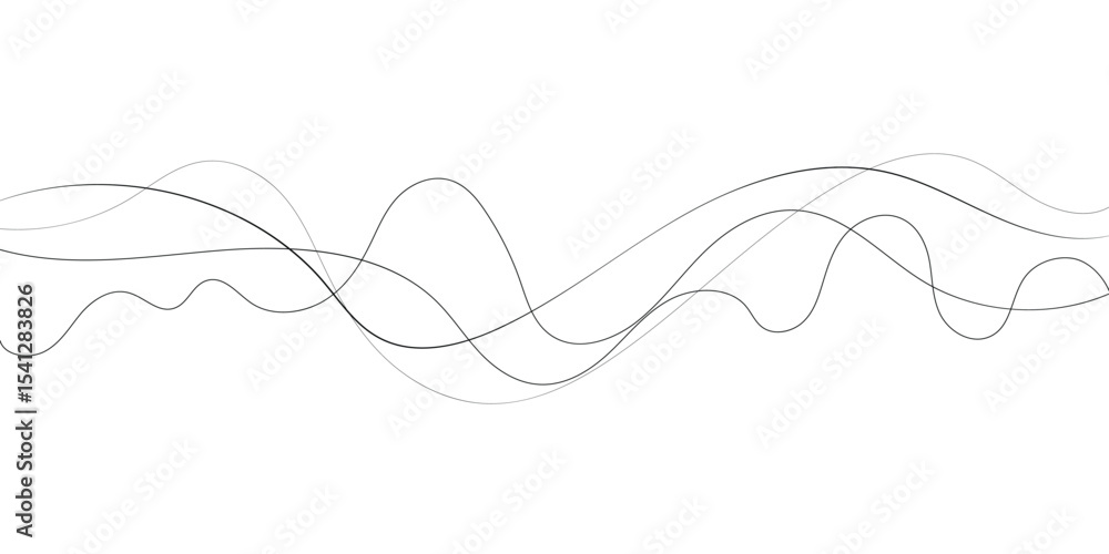 Poster technology abstract lines on white background. undulate grey wave swirl, frequency sound wave, twist
