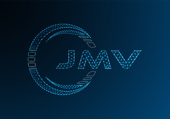 JMV low poly letter logo vector design. JMV lower poly logo design. Low poly logo.