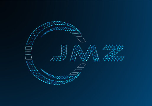 JMZ low poly letter logo vector design. JMZ lower poly logo design. Low poly logo.