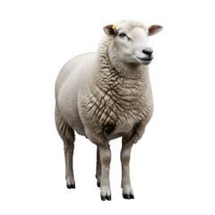 Fototapeta premium A single white sheep isolated on black background