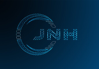 JNH low poly letter logo vector design. JNH lower poly logo design. Low poly logo.