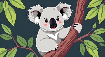 Koala bear vector, Koala illustration, Koala climbing tree, Koala animal art, Koala cartoon, Koala graphic, Koala drawing, Koala clipart, Koala wildlife, Koala cute vector, Koala flat design, Koala ic