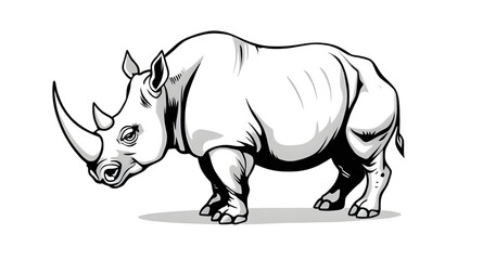 Rhino sketch, Rhino outline, Rhino realistic vector, Rhino nature vector, Rhino safari vector, Rhino savanna vector, Rhino standing, Rhino walking, Rhino side view, Rhino close-up, Rhino profile, Rhin