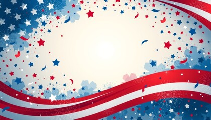 Obraz premium 4th July Celebration with Waving American Flag and Patriotic Colors