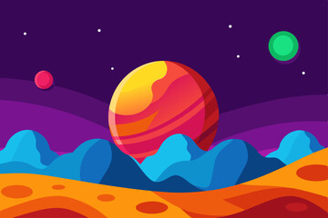 Obraz premium Vibrant Alien Planet Landscape Cosmic Wonders and Otherworldly Terrain