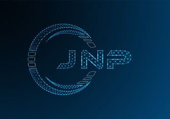 JNP low poly letter logo vector design. JNP lower poly logo design. Low poly logo.