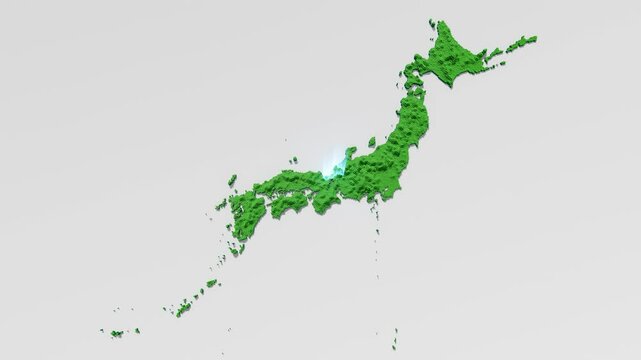ハニカム構造状の福井県の立体地図