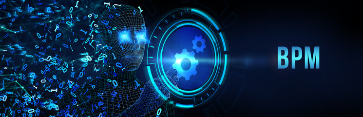 BPM Business process management system technology concept. 3d illustration