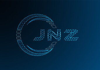 JNZ low poly letter logo vector design. JNZ lower poly logo design. Low poly logo.