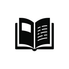 Open book icon black and white illustration