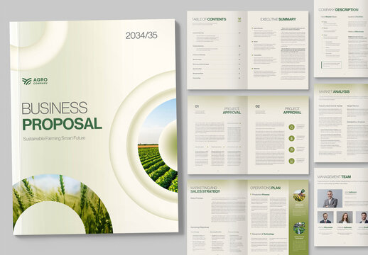 Business Proposal Template & Project Quotation Brochures Layout in Green Eco, Environment & Agriculture Theme