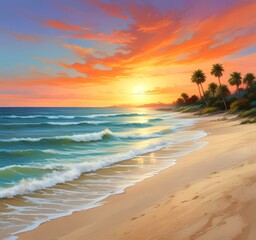 Illustration of sandy island beach.